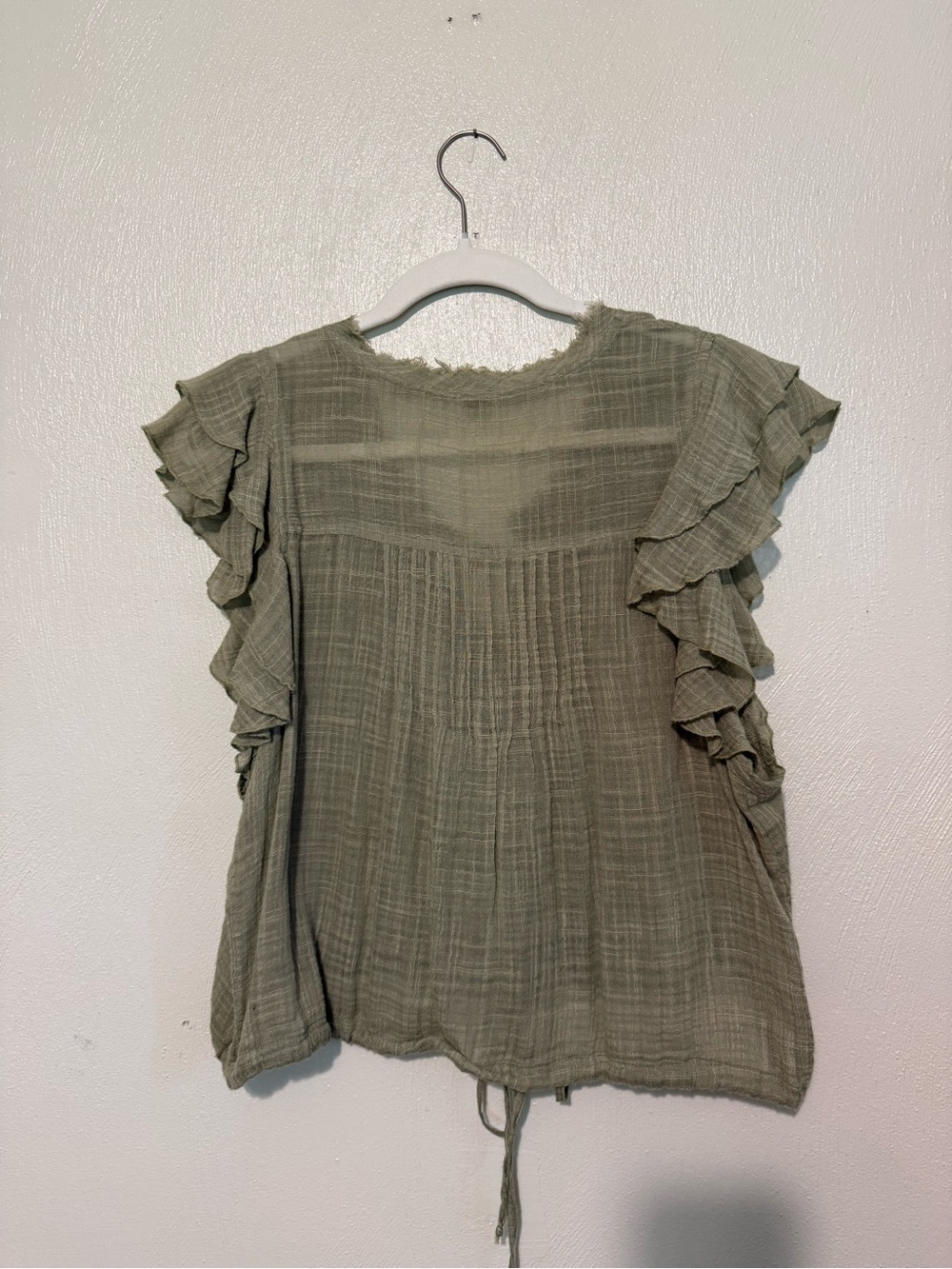Free People Green Ruffle Top - Picture 7 of 7